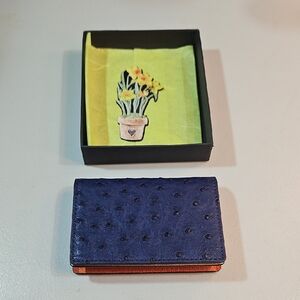 Elegant Blue Leather Card Holder